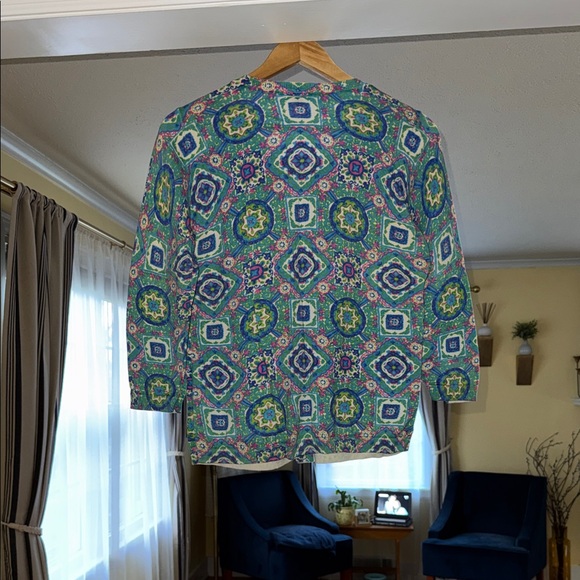 Talbots Multi-Color Geometric Button Cardigan - Picture 2 of 3